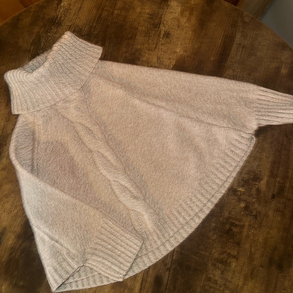 Cozy Cream Turtleneck Sweater Cape